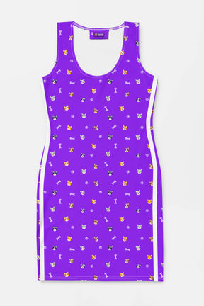 Violet Corgi Vibes Bodycon Dress