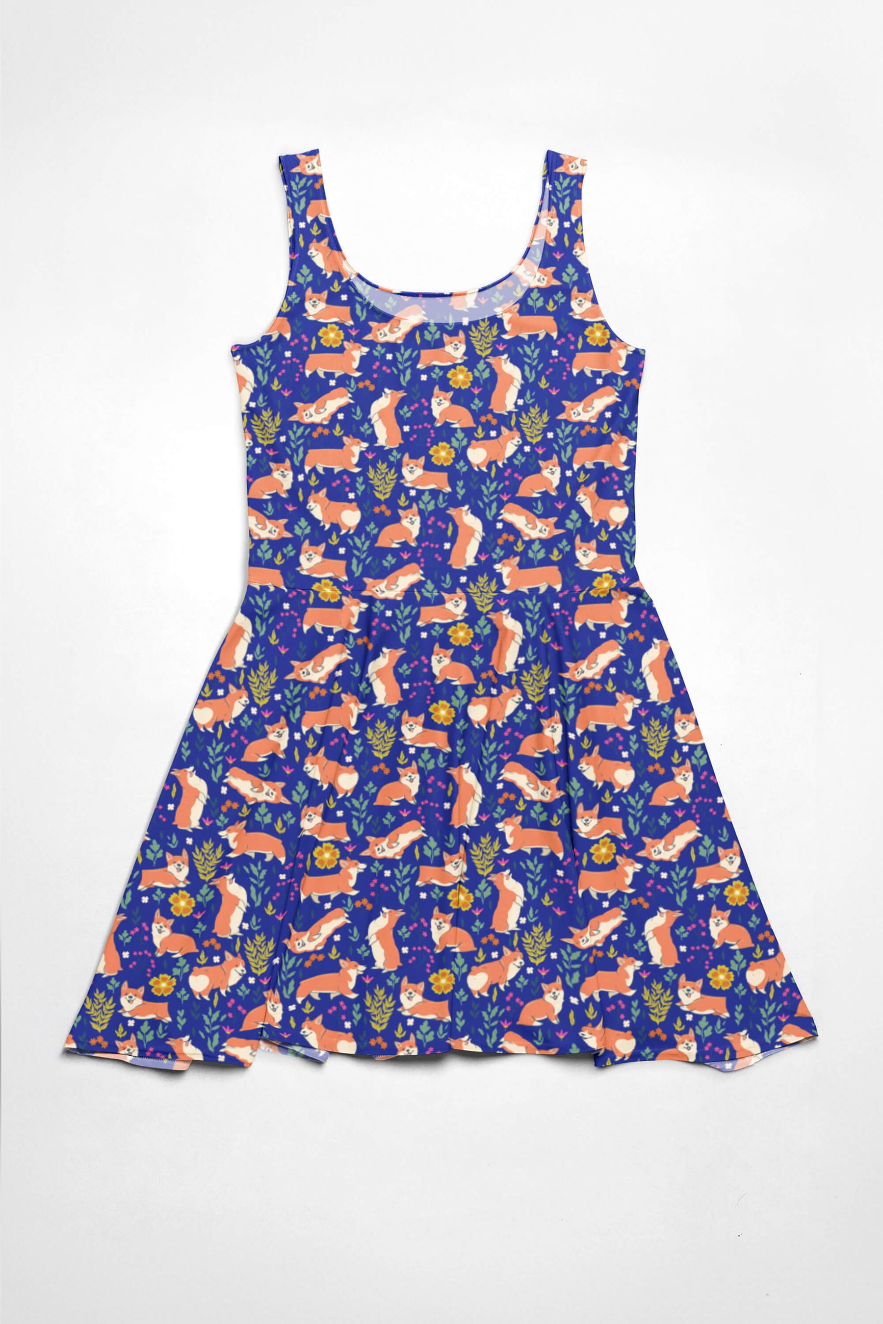 Cute Corgi Garden Party Skater Dress