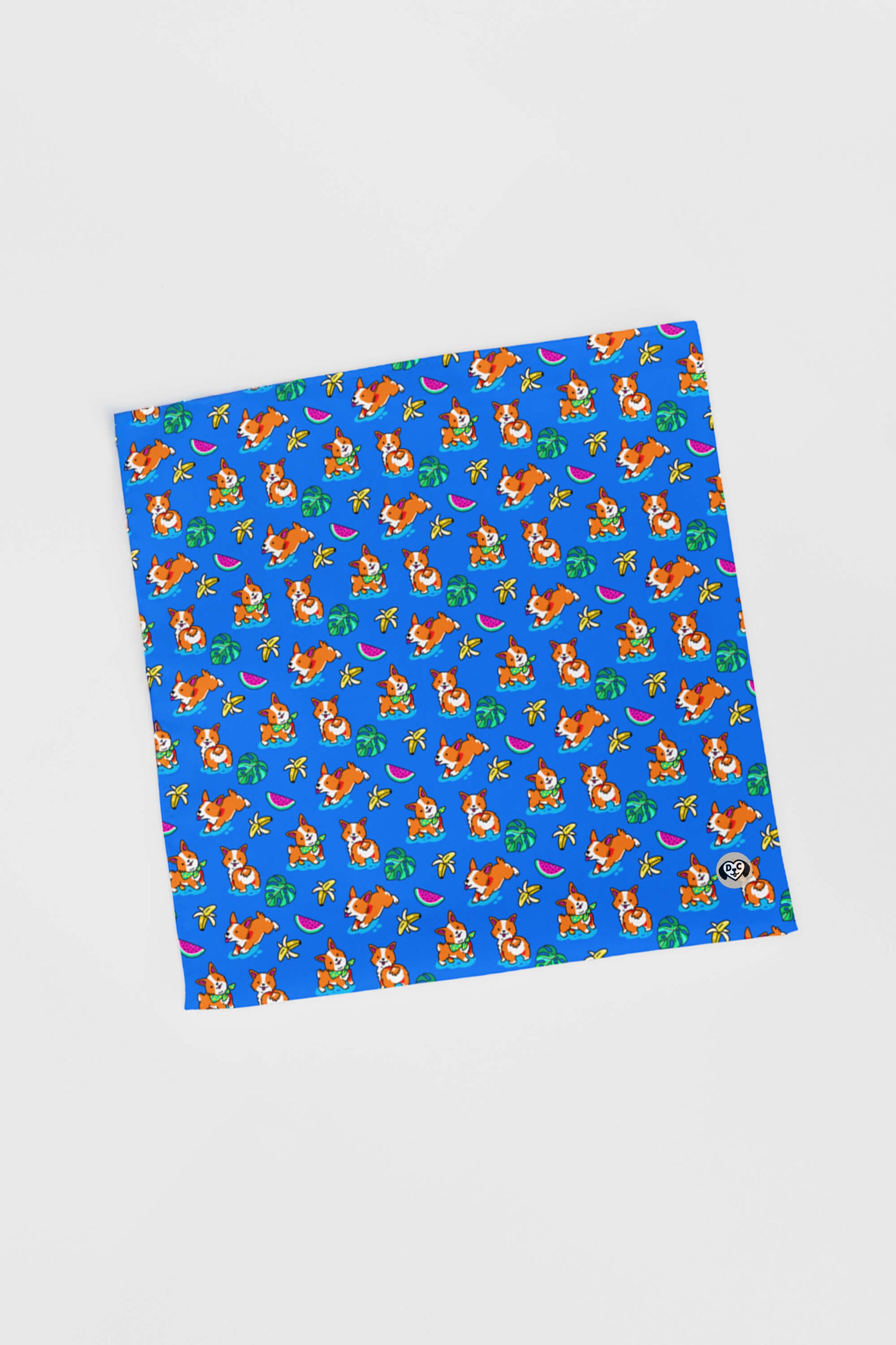 Tropical Corgi Paradise Pet Bandana Blue - Dogloverclothing.com