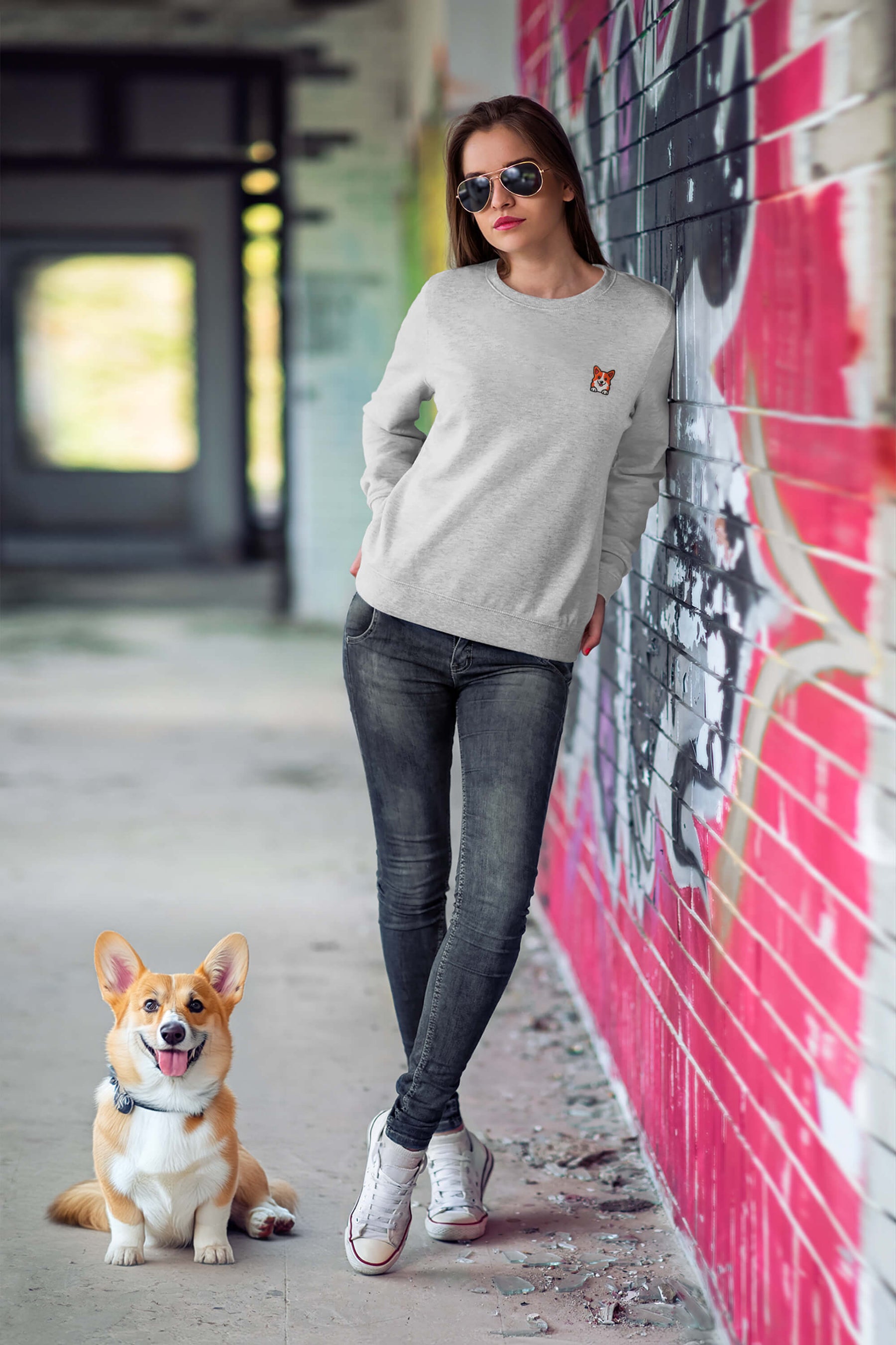 Premium Corgi Pocket Pal Unisex Sweatshirt