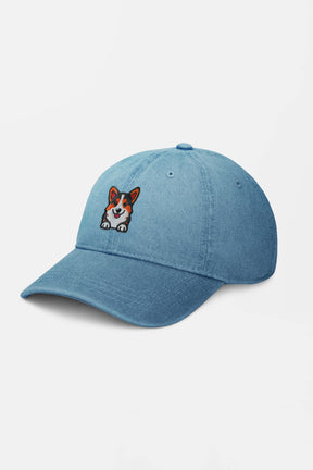 Premium Tricolor Corgi Denim Cap - Dogloverclothing.com