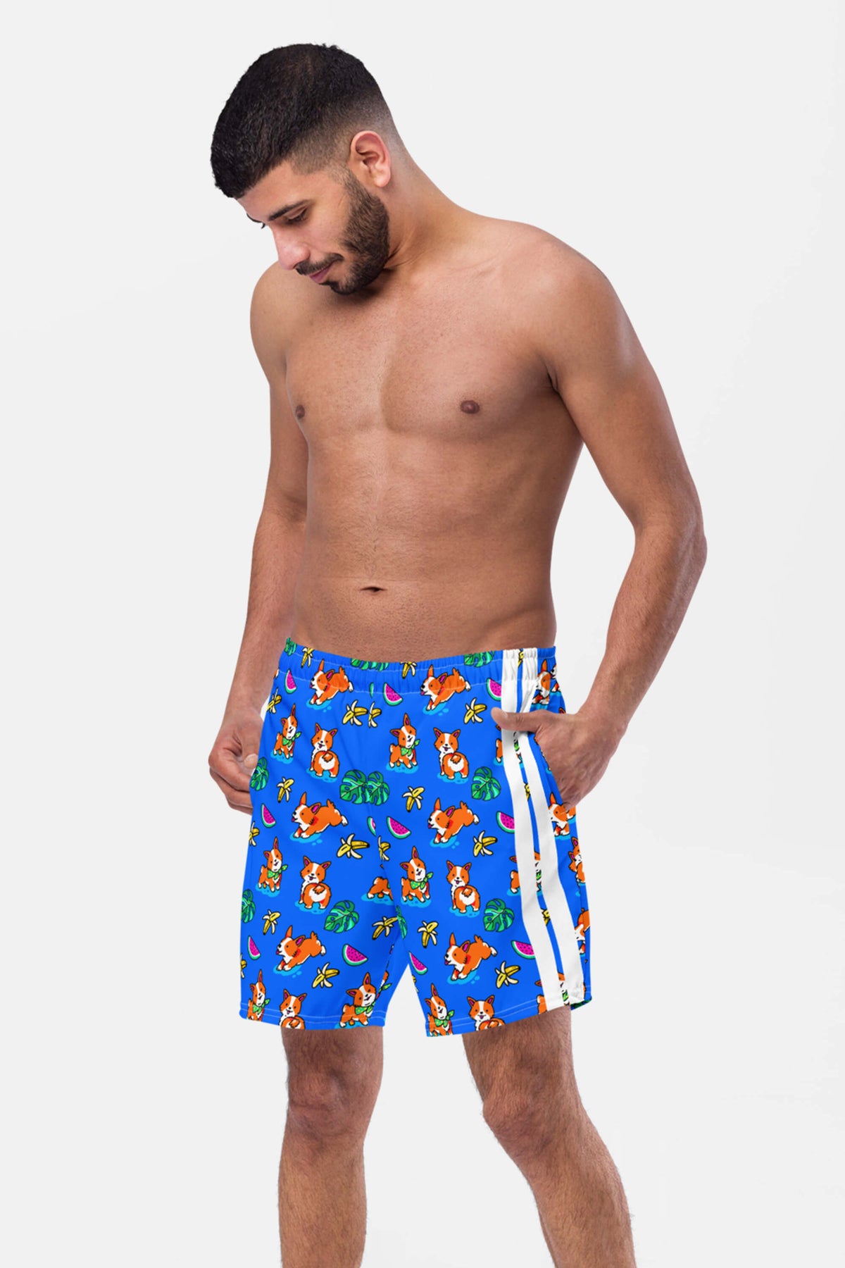 Tropical Corgi Beach Party Premium Swim Shorts