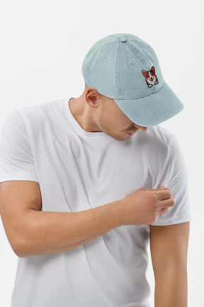 Premium Tricolor Corgi Denim Cap - Dogloverclothing.com