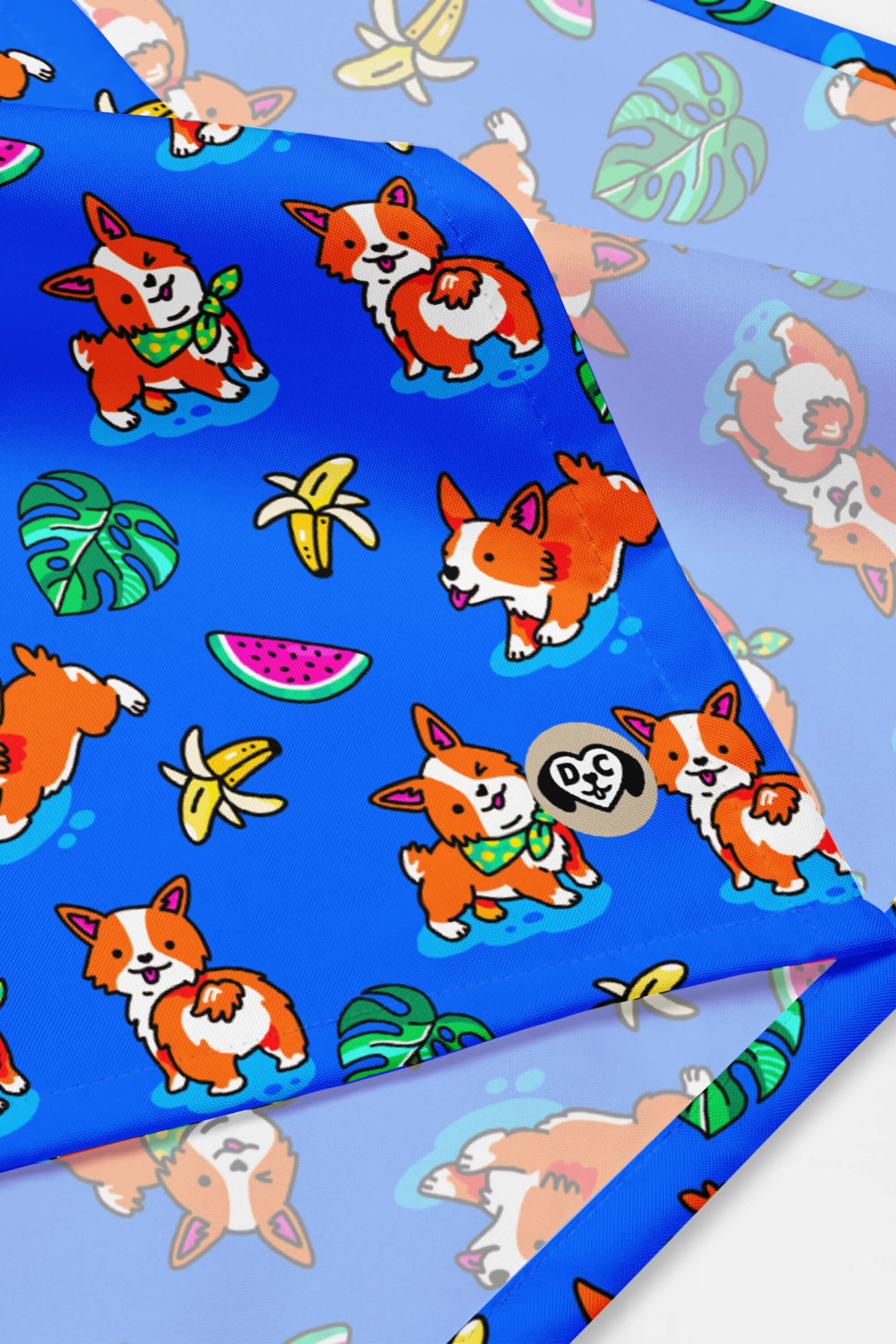 Tropical Corgi Paradise Pet Bandana Blue - Dogloverclothing.com