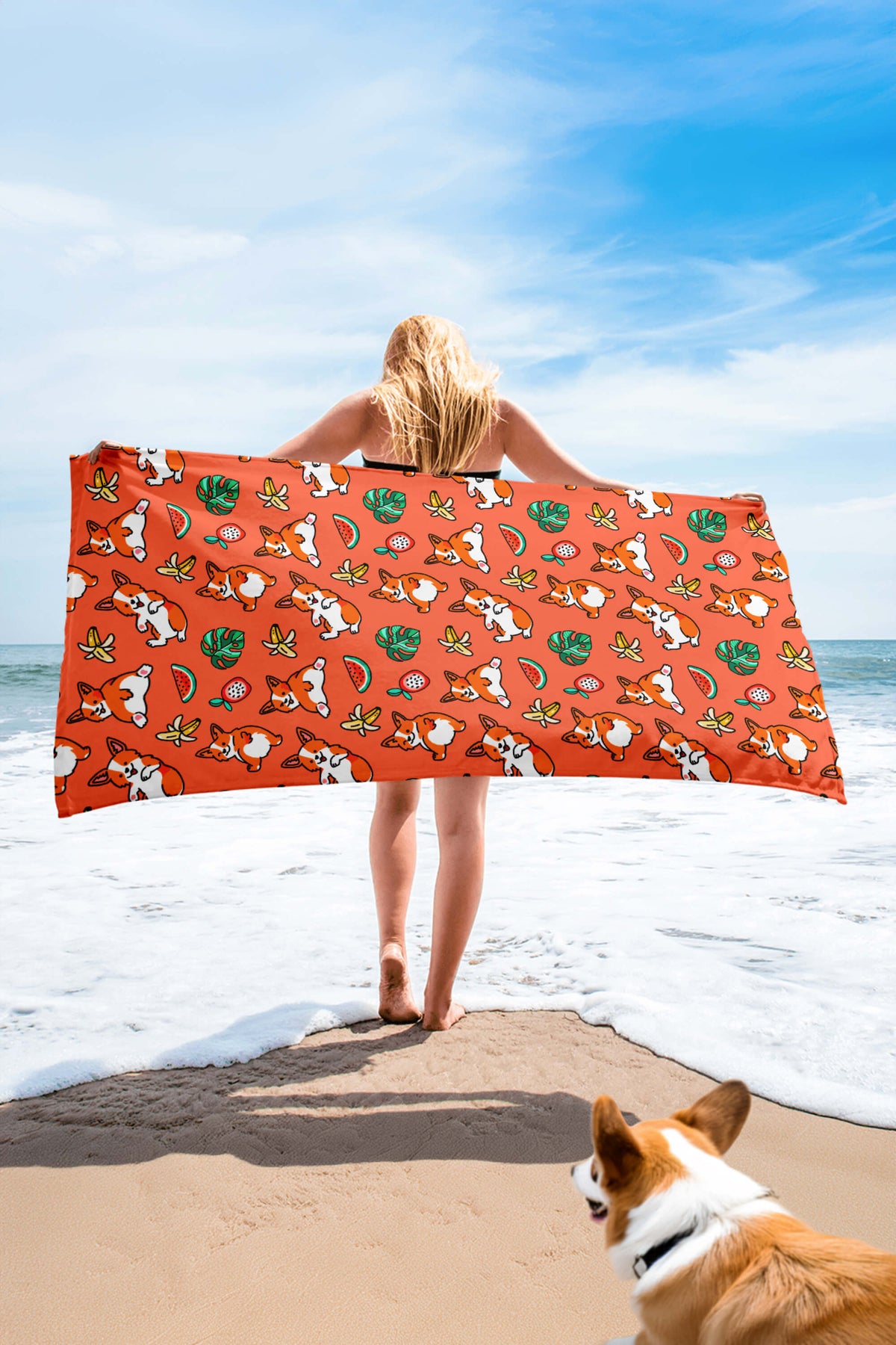 Tropical Corgi Chill Out Premium Towel 30″ × 60″