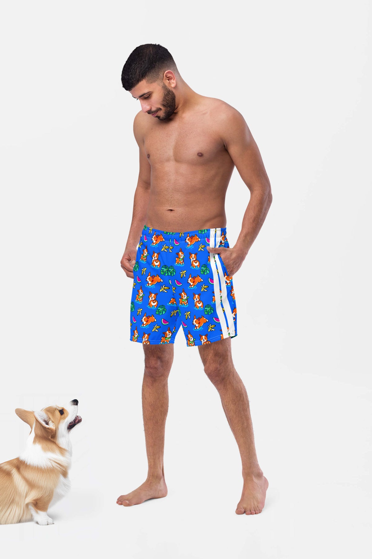 Tropical Corgi Beach Party Premium Swim Shorts