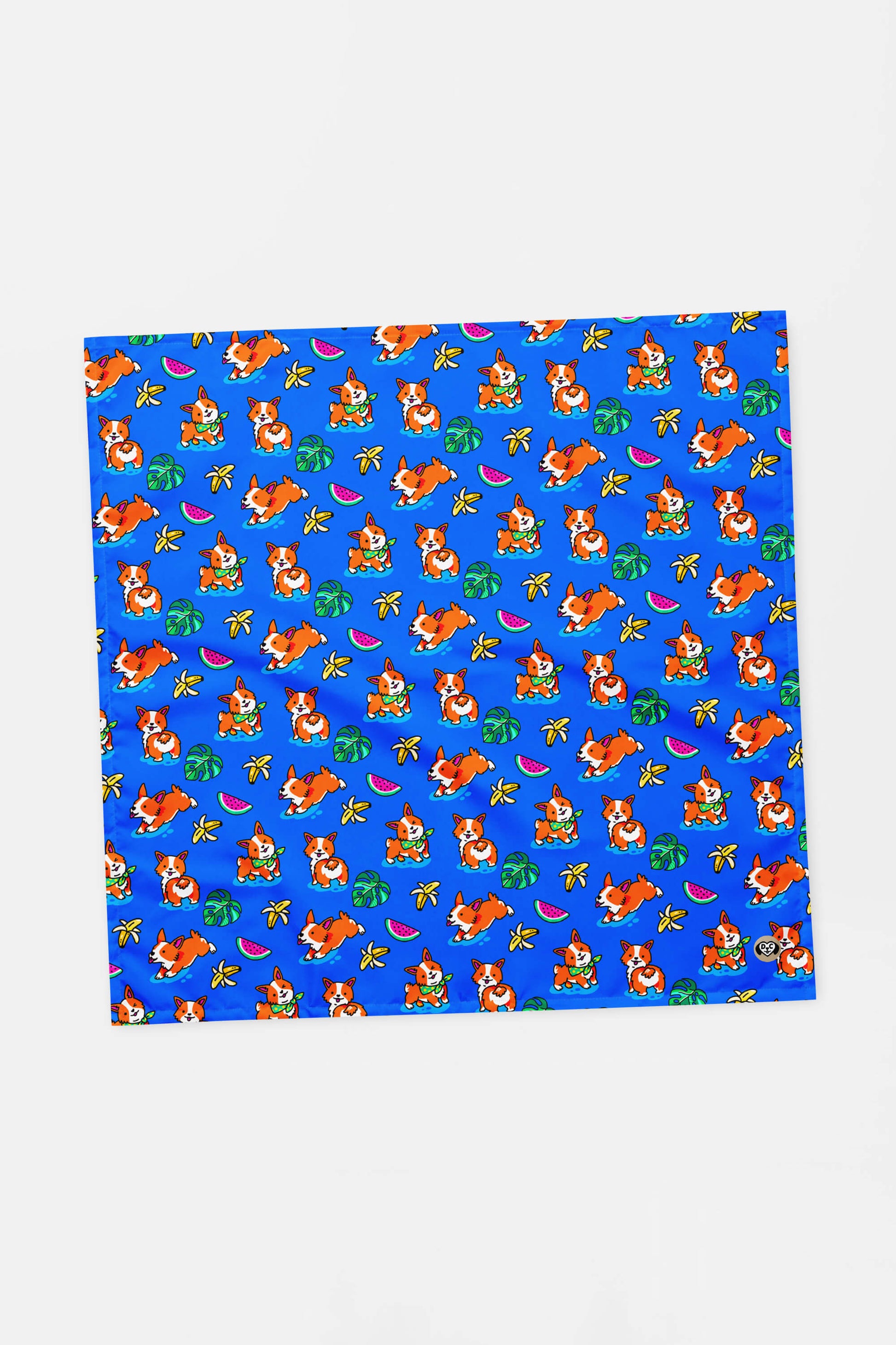 Tropical Corgi Paradise Pet Bandana Blue - Dogloverclothing.com