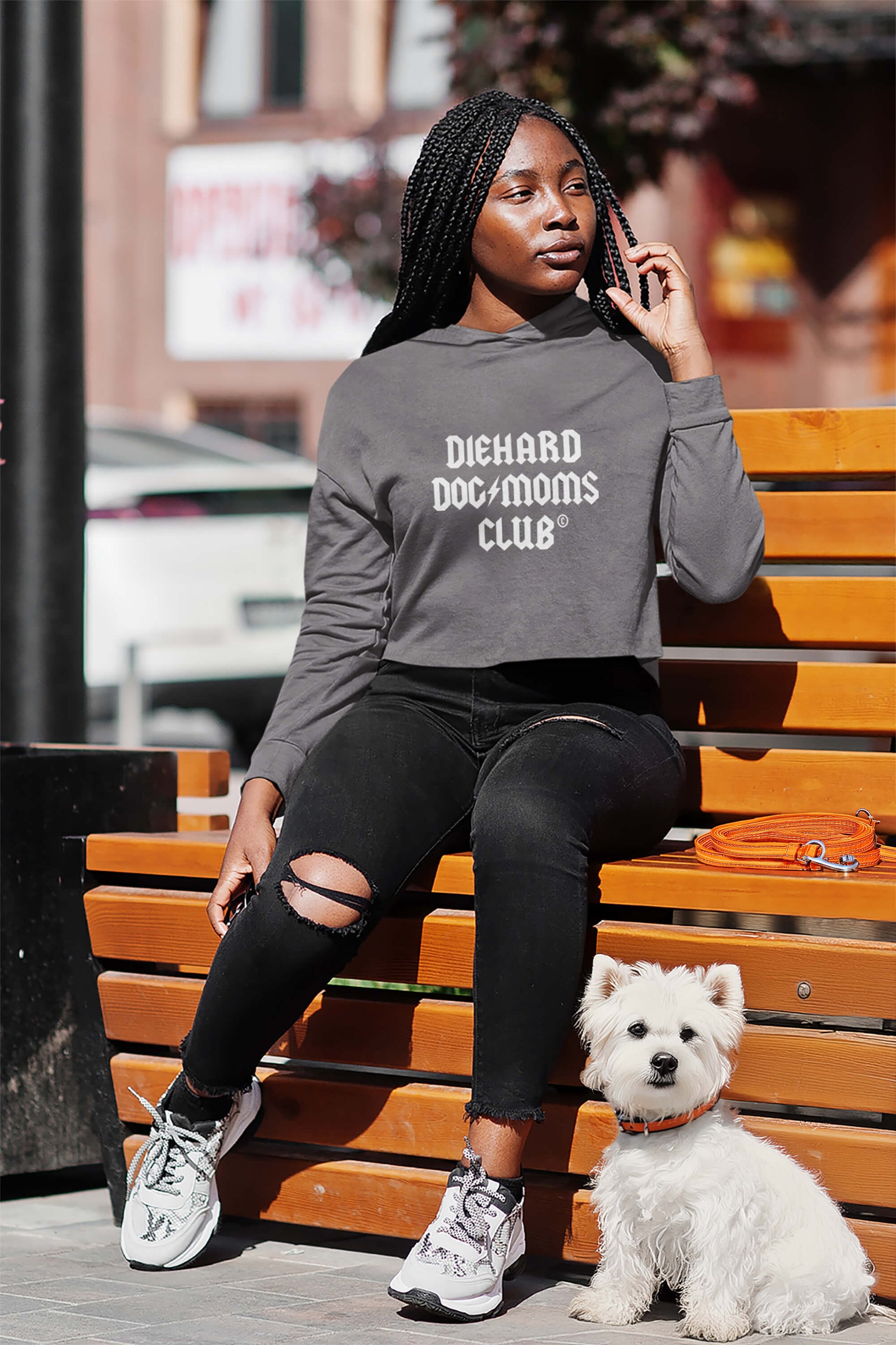 Diehard Dog Moms Club Supreme Crop Hoodie