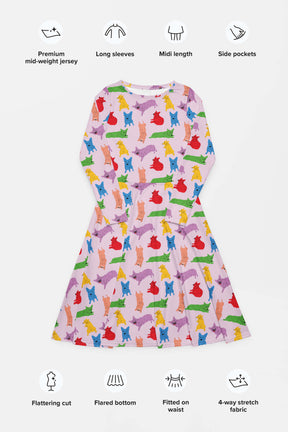 Supreme Corgi Confetti Long Sleeve Midi Dress
